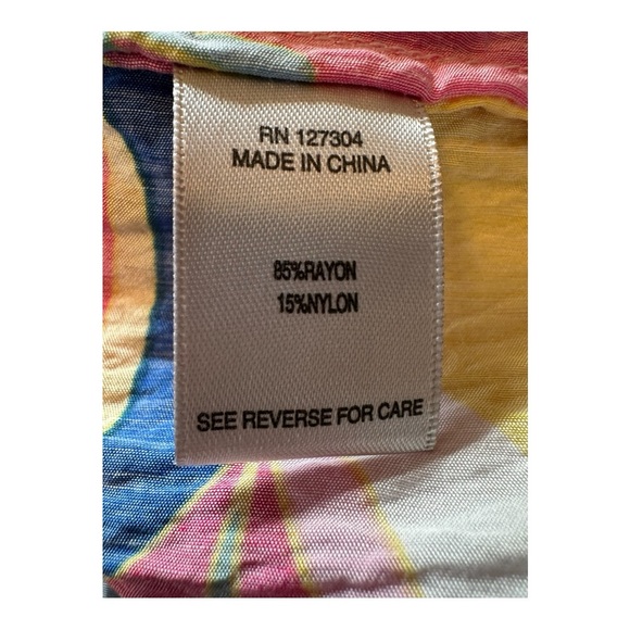 John Mark NWT Off Shoulder Rainbow Smocked Peasant Blouse Tiered 1X Boho Resort - Picture 7 of 15